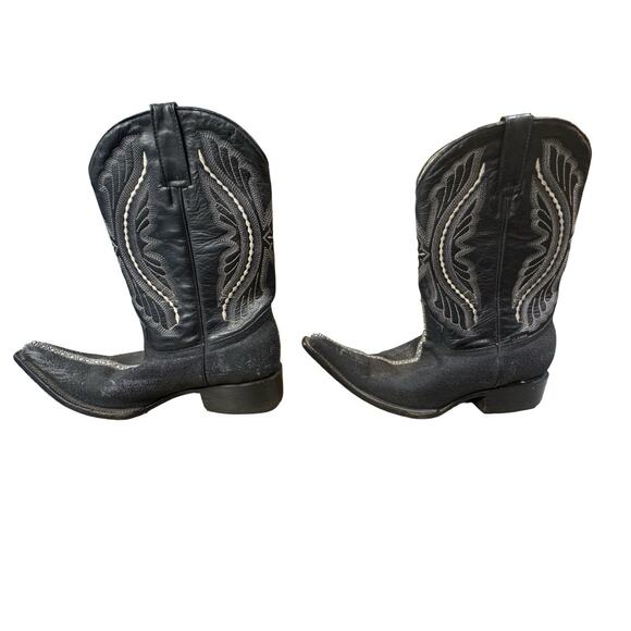 Rare String Ray Black Cowboy Boots Woman Size 7.5 - Picture 3 of 8